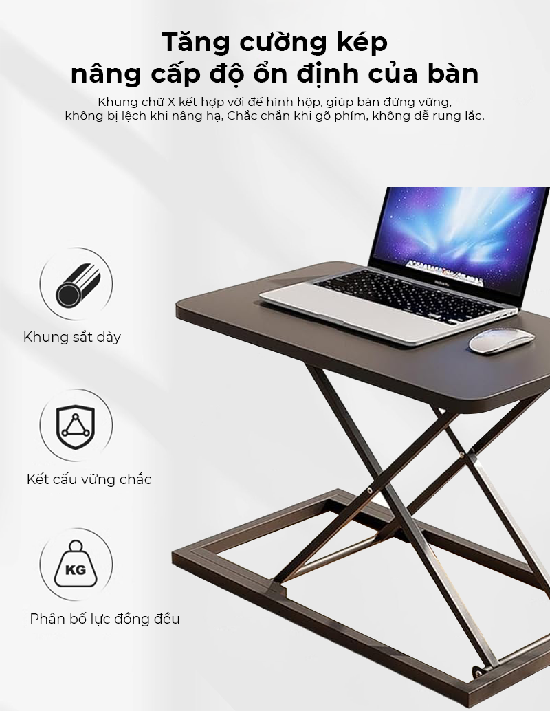 Bàn nâng hạ 2 tầng điều chỉnh chiều cao, bàn làm việc đứng gấp gọn thông minh - GN72