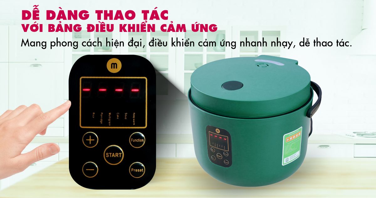 Nồi Cơm Điện Tử  Mishio MK300 Lòng Niêu 1.2L