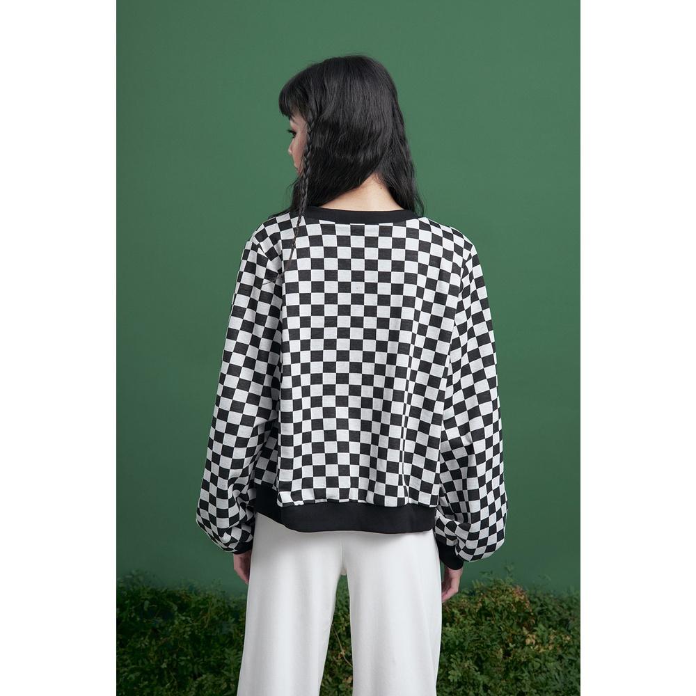 DOTTIE - Áo cardigan kẻ cô nữ đen T0460