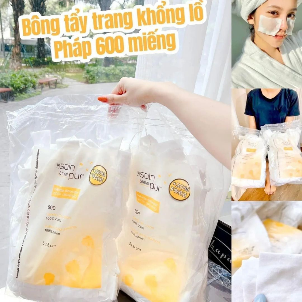 Bông tẩy trang Tétra Medical Pháp - loại 600 miếng