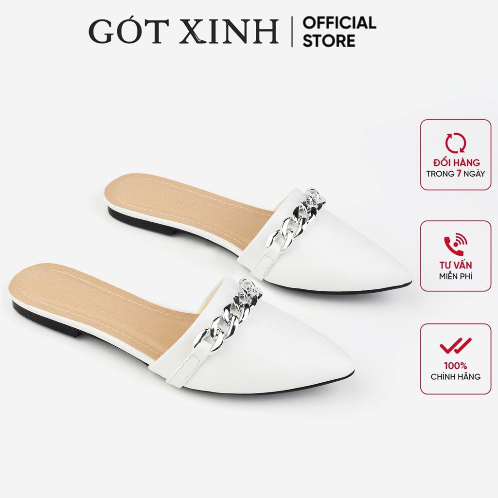 Giày sục nữ GÓT XINH D19 da lì phối xích đế cao 2cm