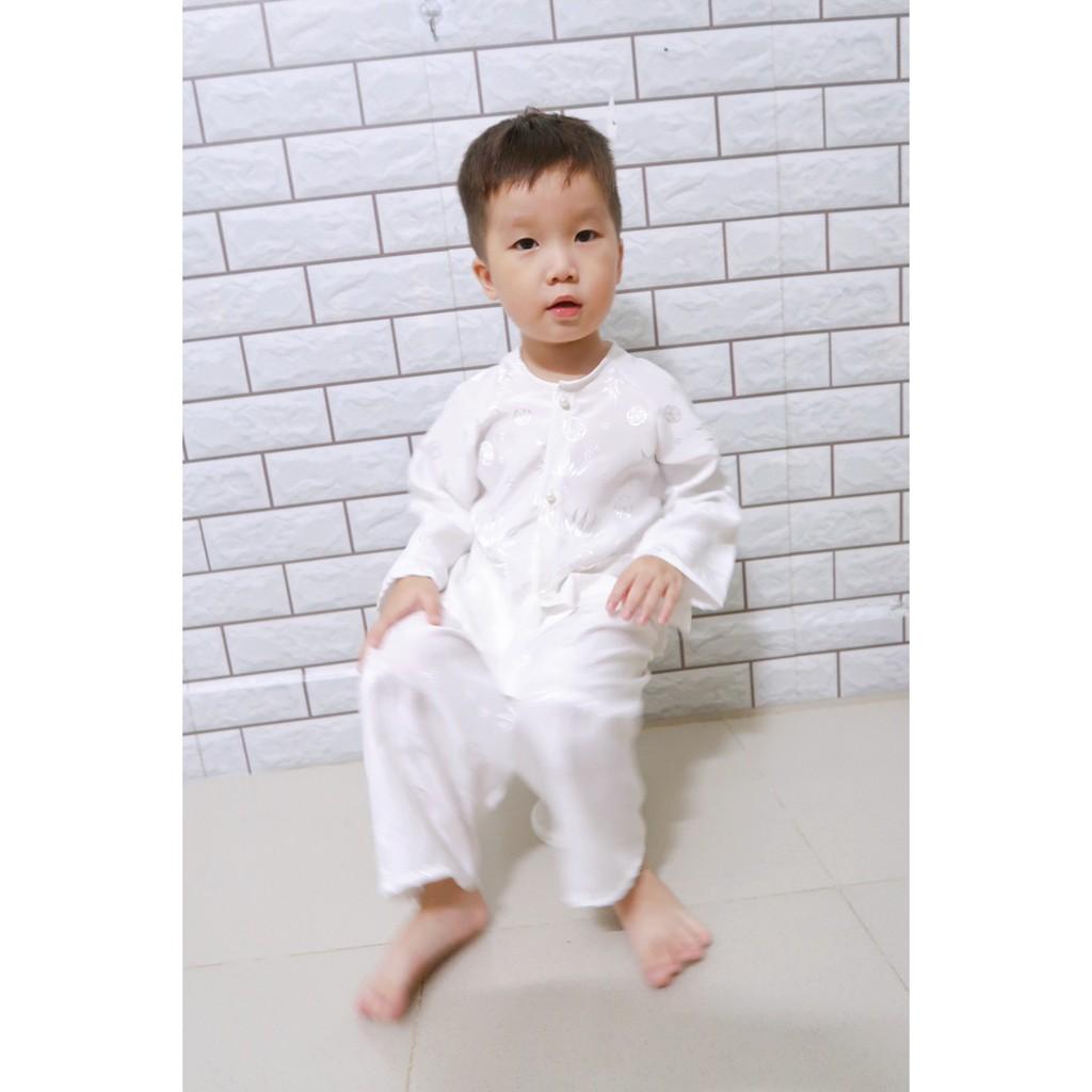 Bộ bà ba gấm lá tre cho bé trai, bé gái