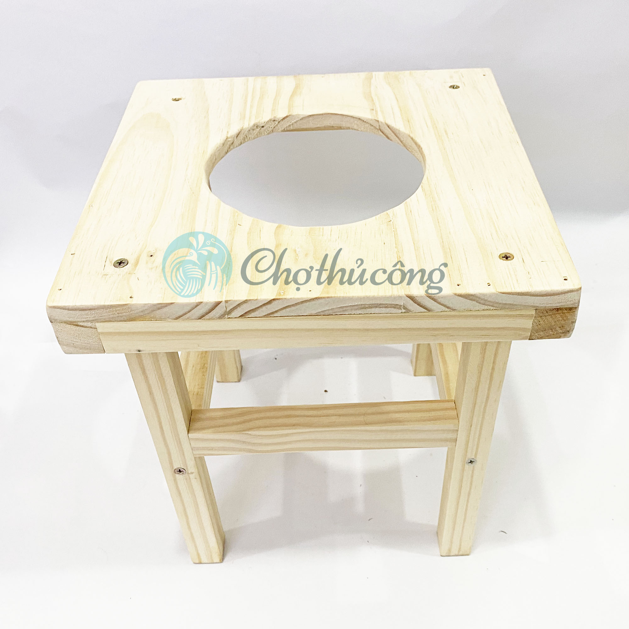 Ghế xông phụ khoa - Ghế xông hơi sau sinh từ gỗ thông tự nhiên cao cấp, tặng quây cách nhiệt nỉ VNXK