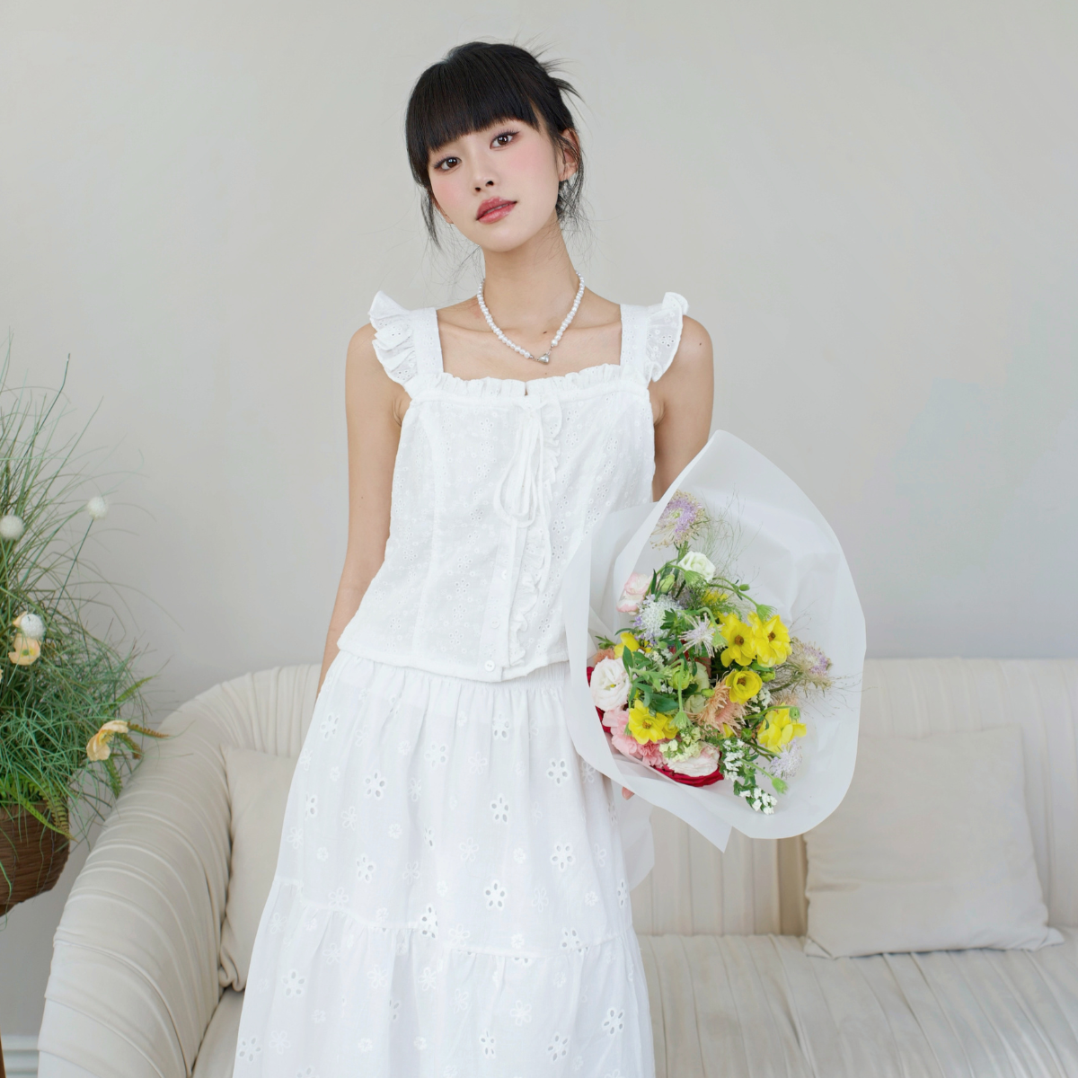 Áo kiểu tay bèo cổ vuông thích hợp đi làm đi chơi Chandra Miều Est.2013
