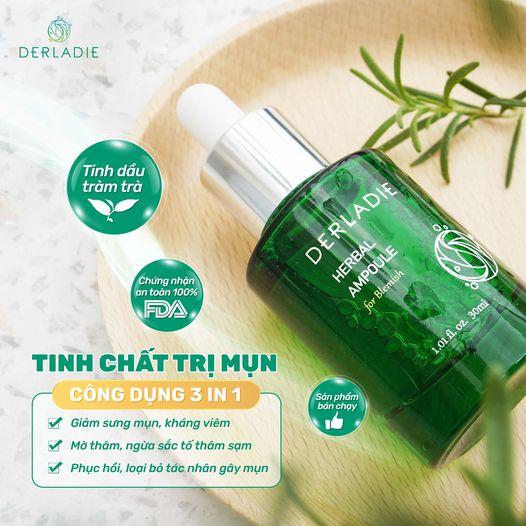 Combo 3 Sản Phẩm Toner, Serum, Kem Dưỡng Tràm Trà Giảm Mụn Kiềm Dầu Deradie Herbal Extract