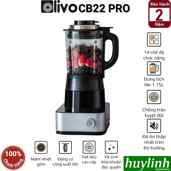 Máy xay nấu sữa hạt đa năng Olivo CB22 PRO - Tặng Cối Xay Khô + công thức nấu sữa hạt - Hàng chính hãng