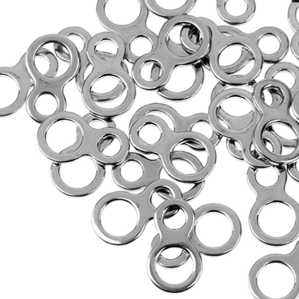 100Pcs Steel Figure 8 Solid Ring Assist Hook for Jig Fishing Tackle 2 Size