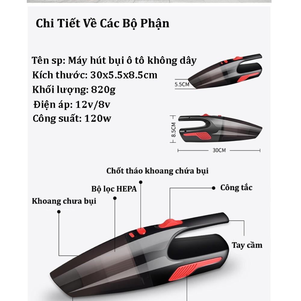 Máy Hút Bụi Cầm Tay, máy hút bụi mini PIN SẠC KHÔNG DÂY  hàng chính hãng DELIYA 120W