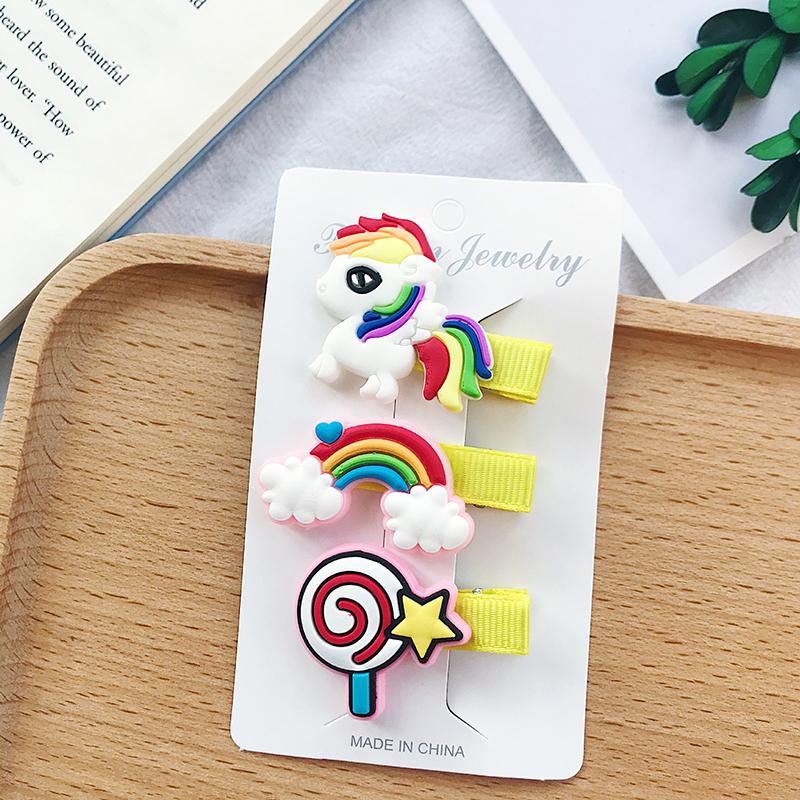 Set 3 Kẹp Tóc Hoạt Hình Xinh Xắn Cho Bé Gái