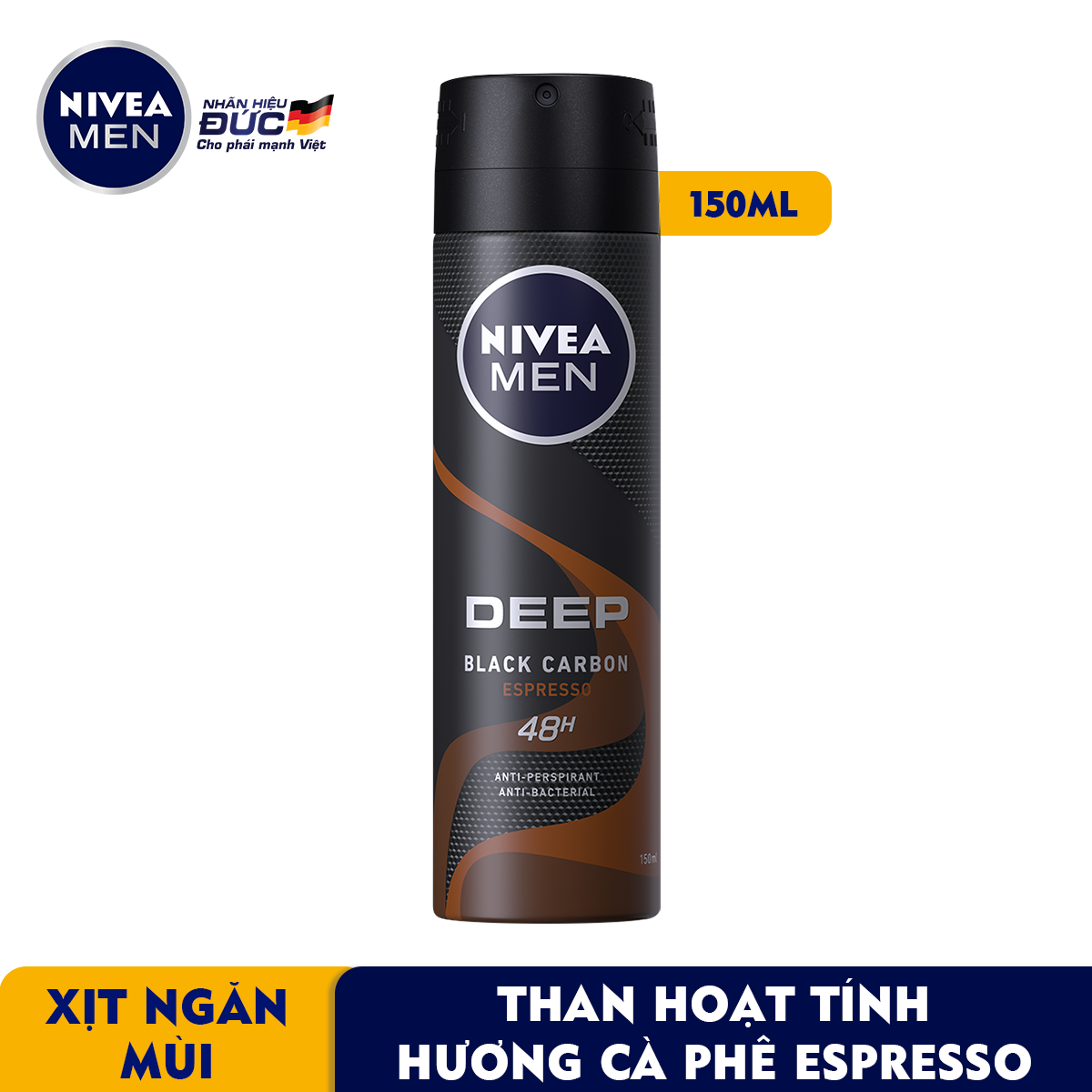 Xịt Ngăn Mùi Nivea Than Đen Hương Espresso - 85367