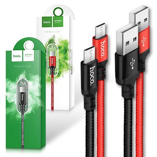 Cáp sạc Micro USB Hoco X14 dây dù Chính hãng Siêu Bền, Sạc nhanh tối đa 2.4A - Hàng chính hãng