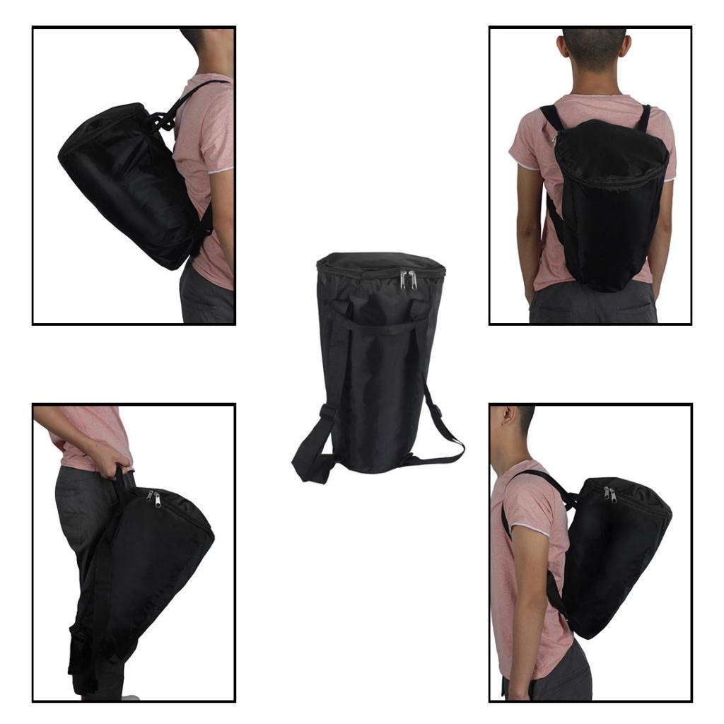 8inch DJEMBE Trống Châu Phi Vai Mang Theo Lưu Trữ Buổi Biểu Diễn Túi Ba Lô Đen
