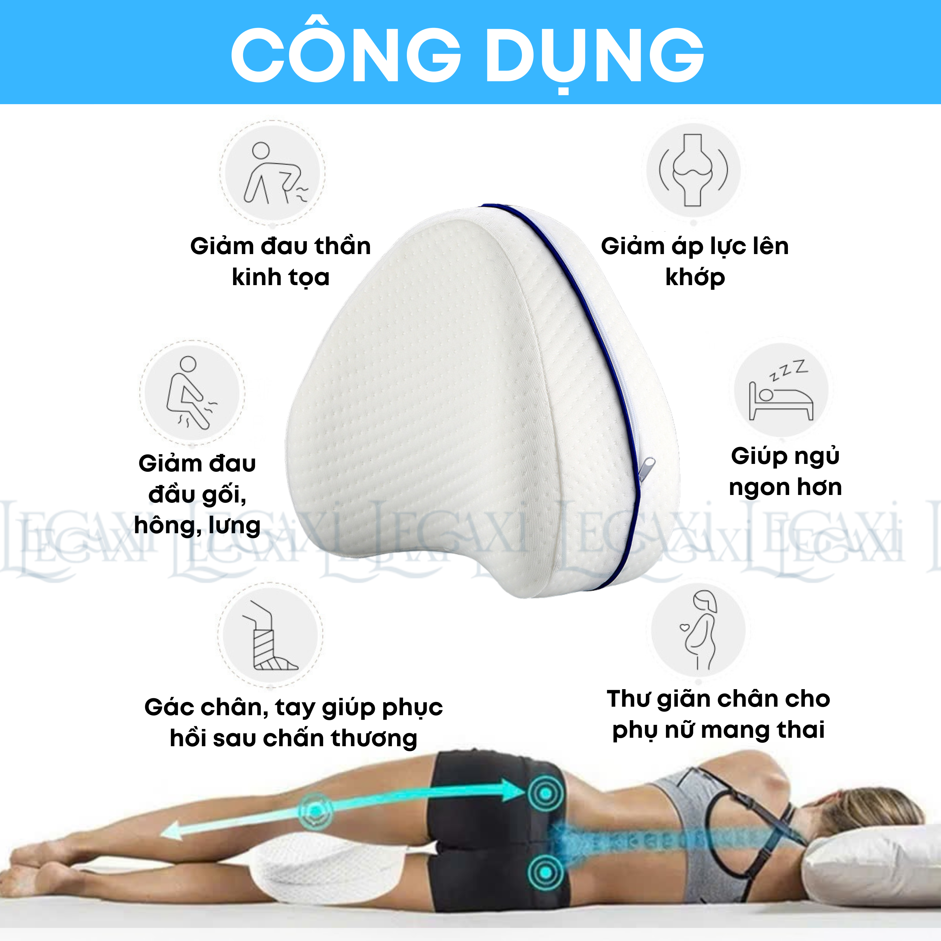 Gối Gác Chân LEGAXI Bằng Cao Su Non Thiết Kế Công Thái học Chống Đau Mỏi Chân Đau Lưng Giúp Ngủ Ngon