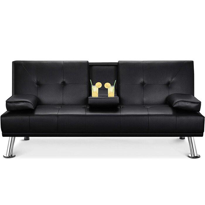 Ghế sofa giường - sofa bed bọc da simili chân inox