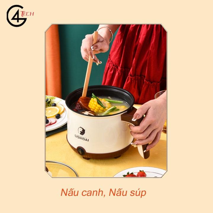 Nồi Điện Mini Shiban 2 Tầng Đa Năng Tặng Kèm Khay Hấp ( Chiên, Xào, Nấu ăn, nấu cơm, nấu lẩu mini )