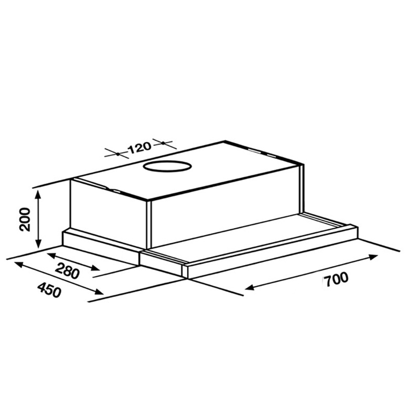 Máy Hút Mùi Âm Tủ bếp 7 Tấc KAFF KF-TL700 - Điều Khiển Cảm Ứng  - Hàng Chính Hãng