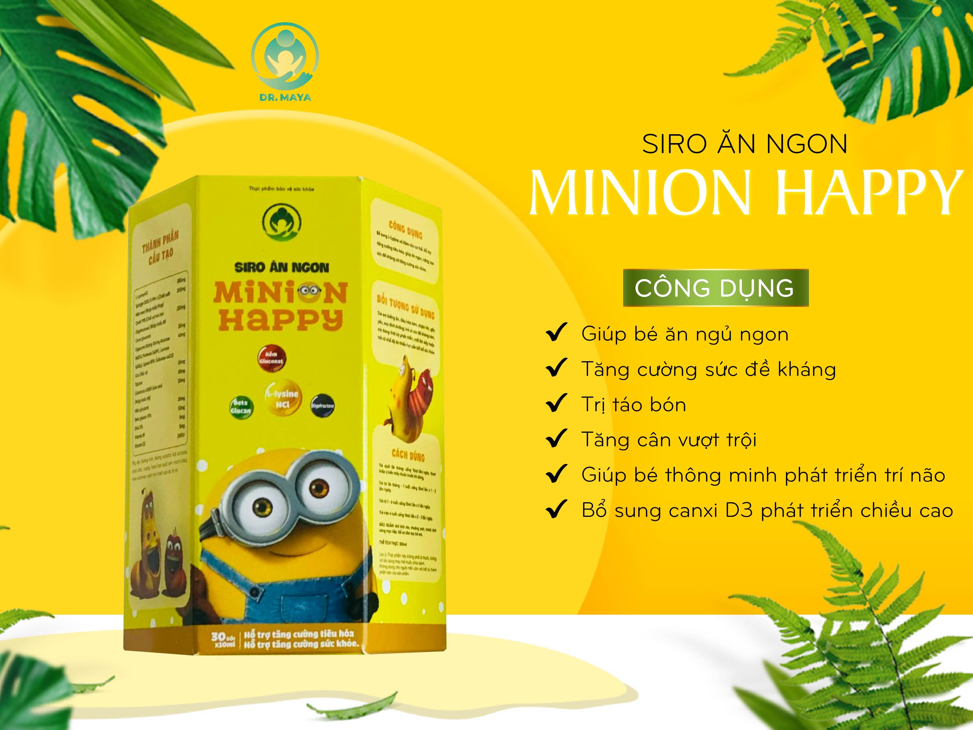 Siro ăn ngon MINION Happy 30 gói - 10ml/gói - Hàng chính hãng - Freeship - T.ố.t nhất cho bé , cung cấp chất dinh dưỡng, giúp bé ăn ngon miệng, tăng cân phát triển