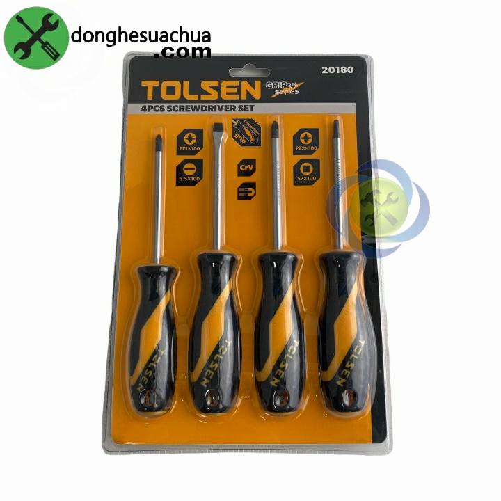 Bộ vít Tolsen 20180 4 cây chiều dài thân vít 100mm