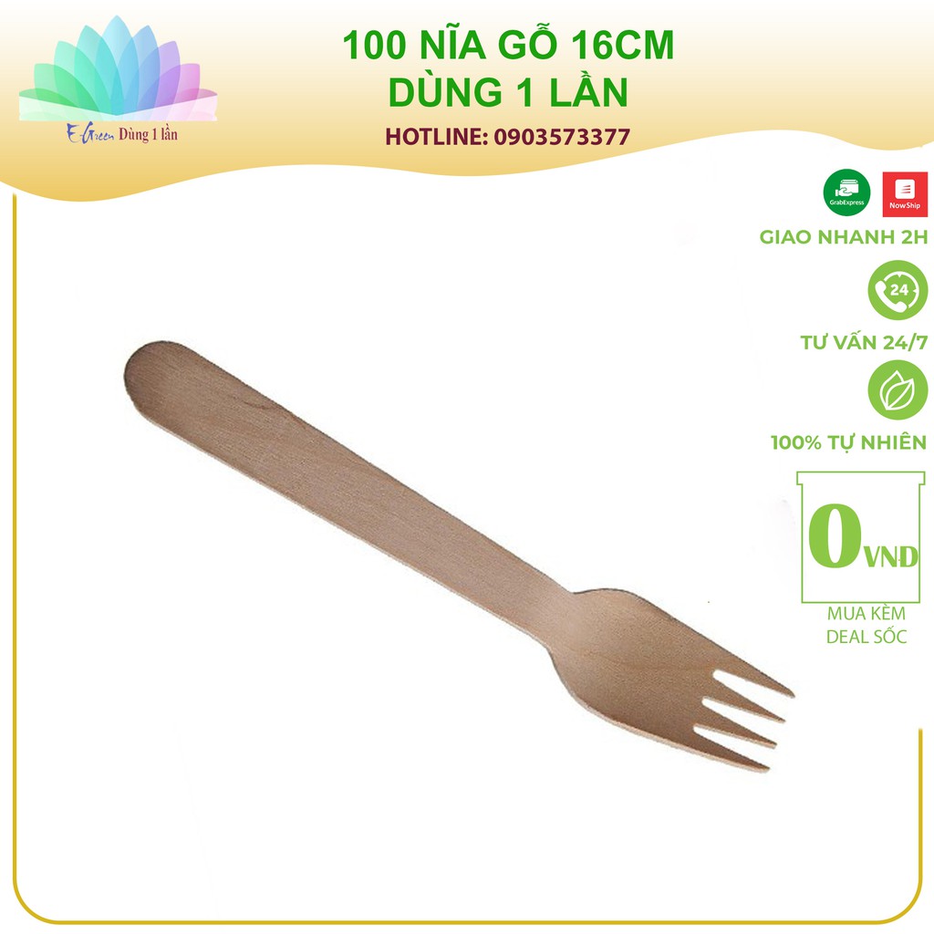 100 Nĩa gỗ dùng một lần kiểu Nhật 16cm an toàn tiệt trùng bảo vệ môi trường - E Green Dùng 1 Lần