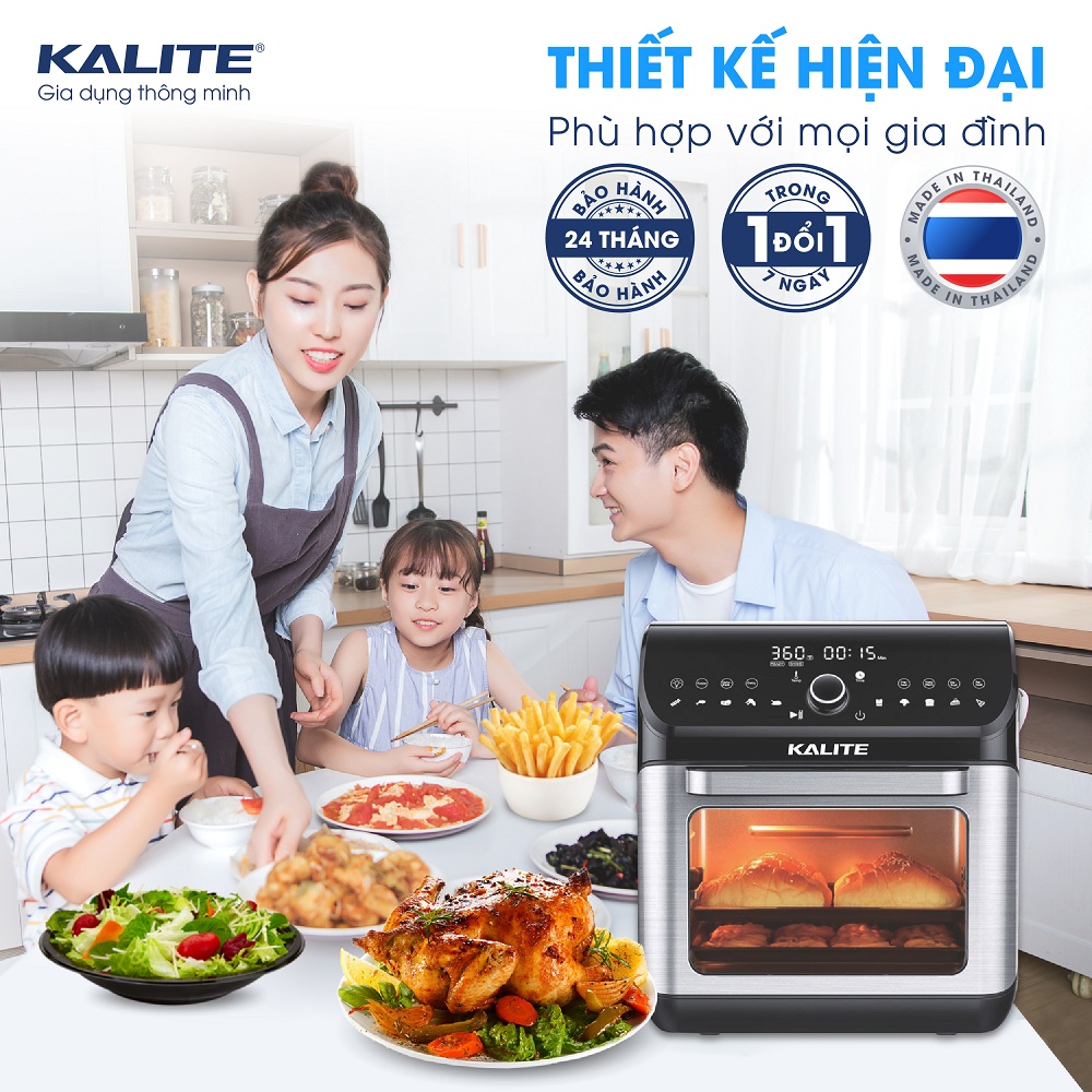 Nồi chiên không dầu Kalite KL 1200, công suất 1800W, dung tích 12L, bảng điều khiển cảm ứng và cơ, hàng chính hãng