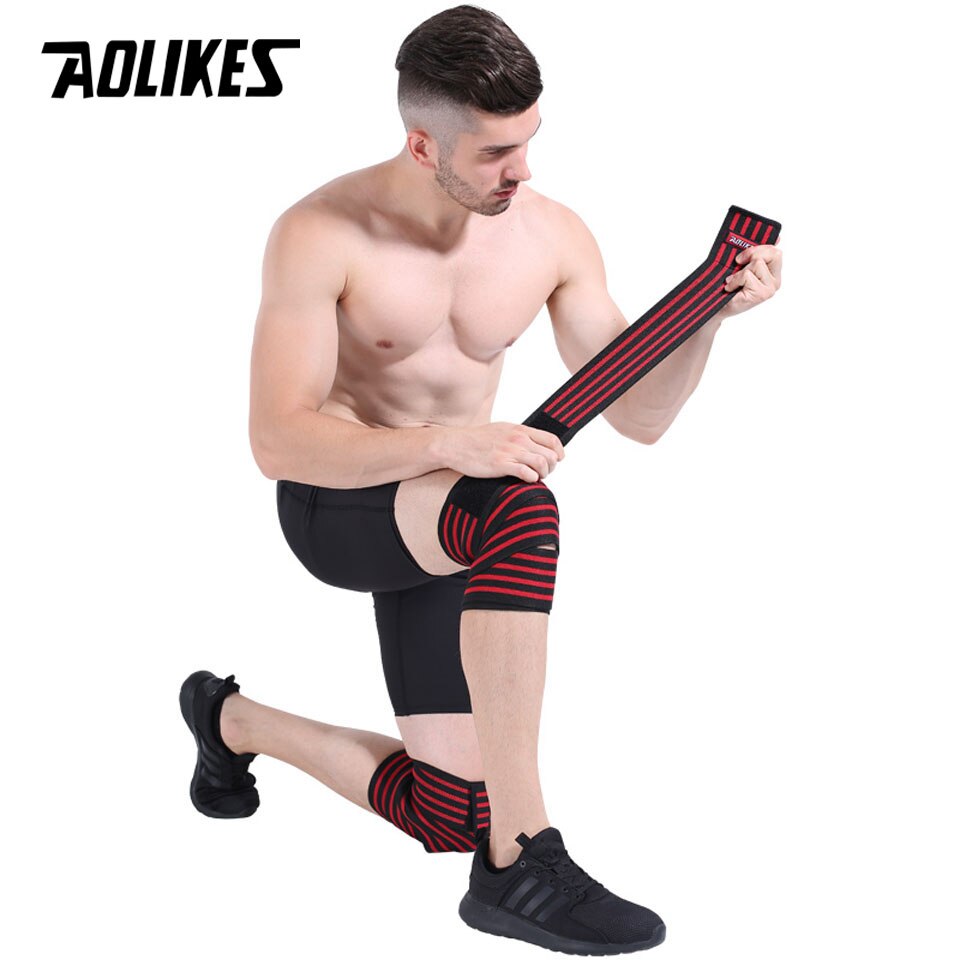 Bộ 2 băng quấn đầu gối tập gym AOLIKES A-7167 knee compression straps
