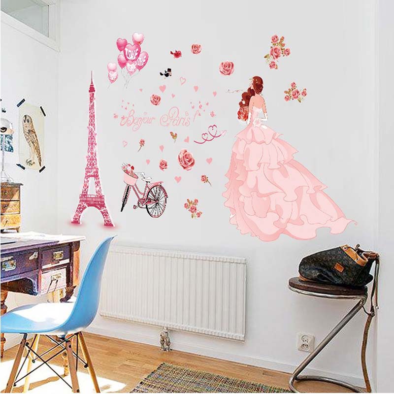 Decal dán tường Cô gái hoa hồng - HP379