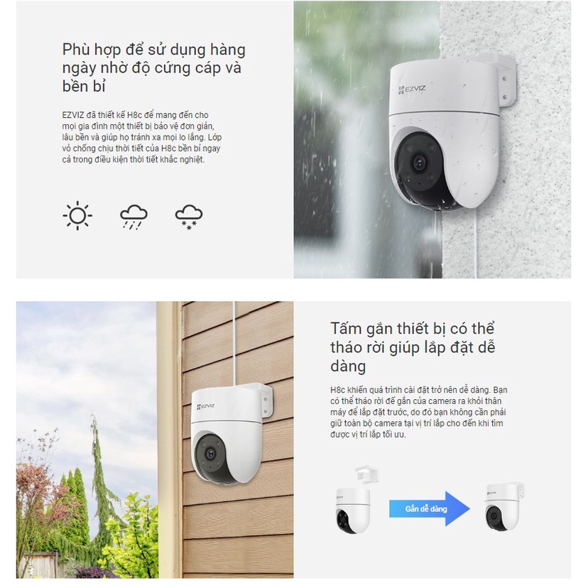 Camera IP WiFi  EZVIZ H8c bản 2MP quay quét ngoài trời - hàng chính hãng