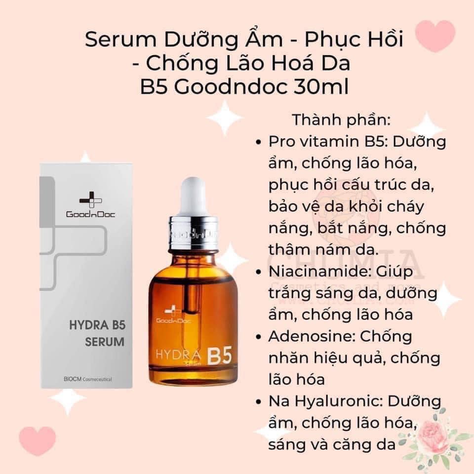 Serum dưỡng mờ thâm GoodnDoc Hydra B5 - dưỡng ẩm phục hồi, cấp ẩm cho da mịn và trẻ trung hơn