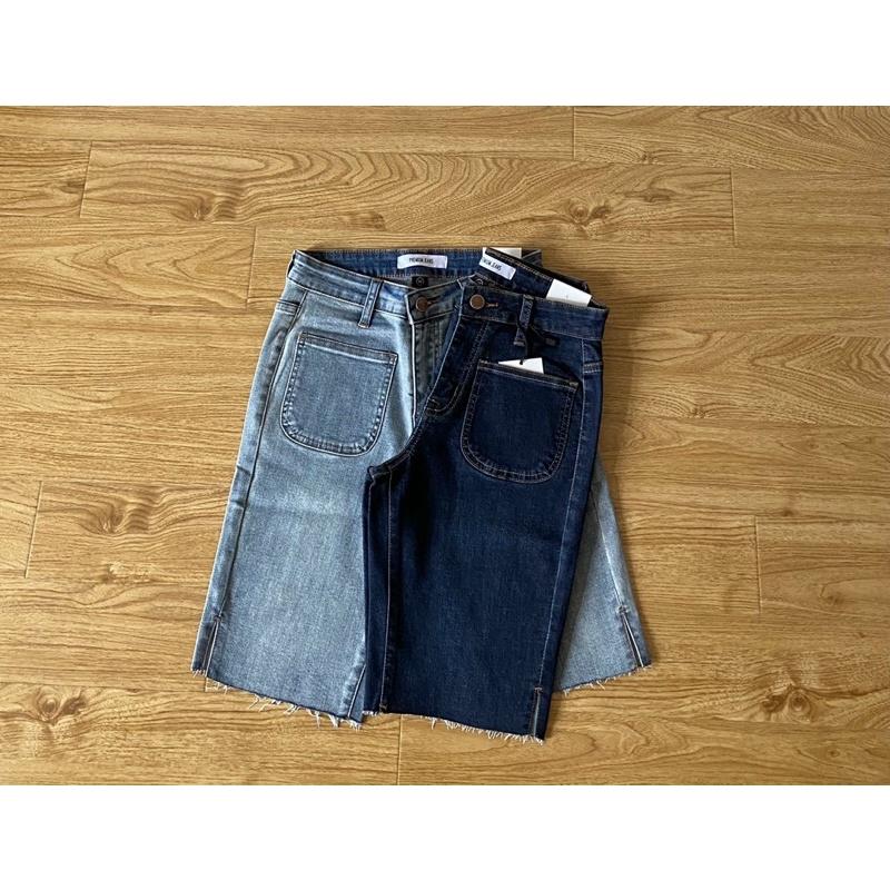 Quần Short Jean Ngố - Quần Jean Lửng Xuất Xịn Phối Túi Kiểu Vintage