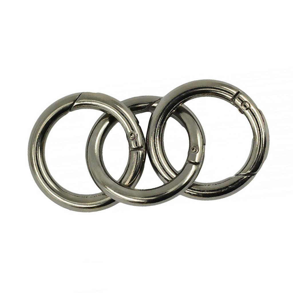 3 Pieces Round Snap Hooks Clip Handbag Purse Shoulder Strap Spring Loaded Clasp Keyring Buckle