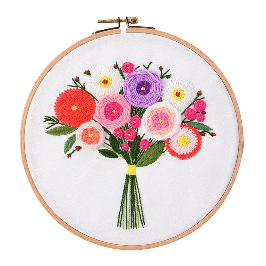 Printed Cross Stitch Kit Embroidery Kits Flower Pattern Crafts Multicolor 1