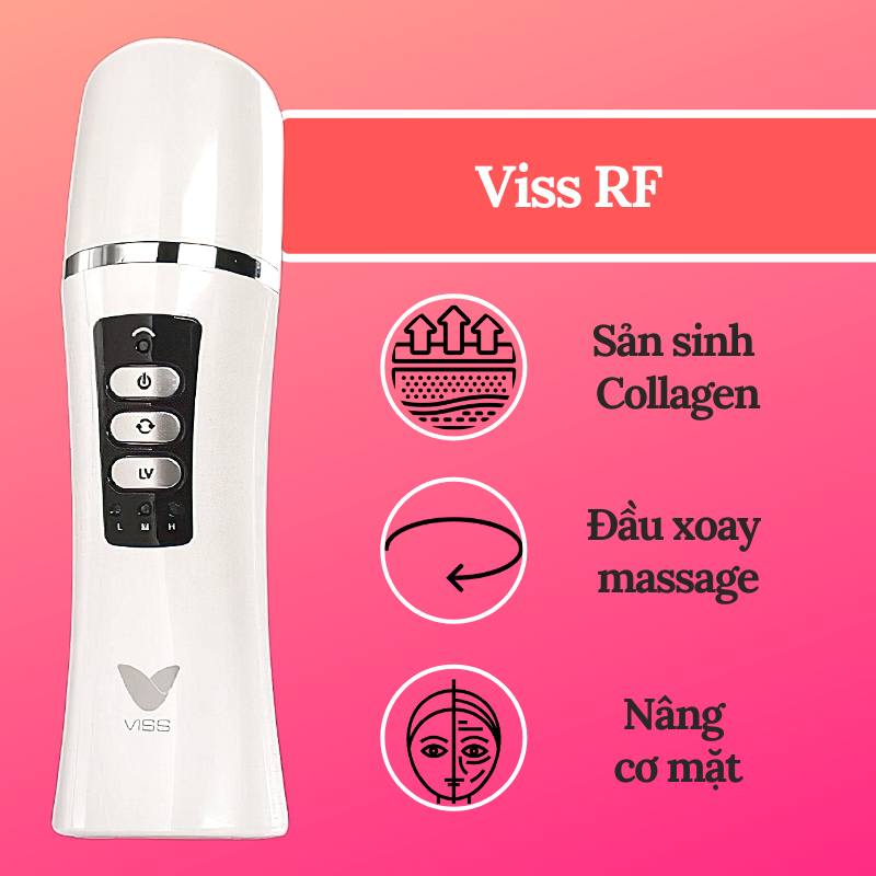 Máy Nâng Cơ Mặt Hàn Quốc Viss RF - Giải Pháp Chăm Sóc Da Tại Nhà - Bổ Sung Collagen, Chống Lão Hóa, Căng Da Chảy Xệ, Giúp Săn Chắc Da