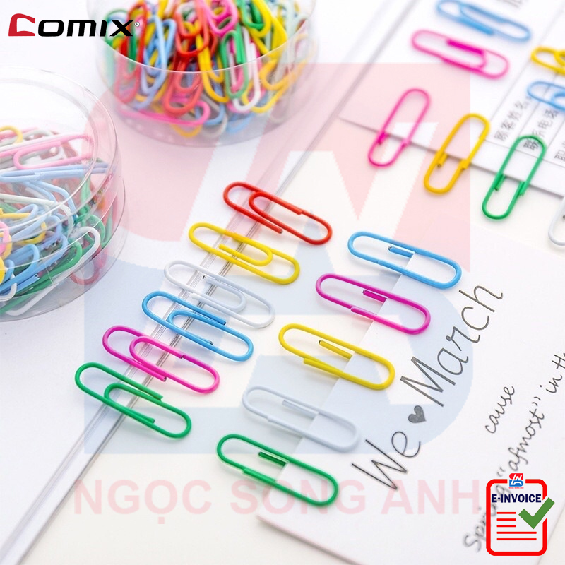 Combo 02 hộp Ghim kẹp màu đầu tròn Comix B3507 - 24mm (50pcs/box)