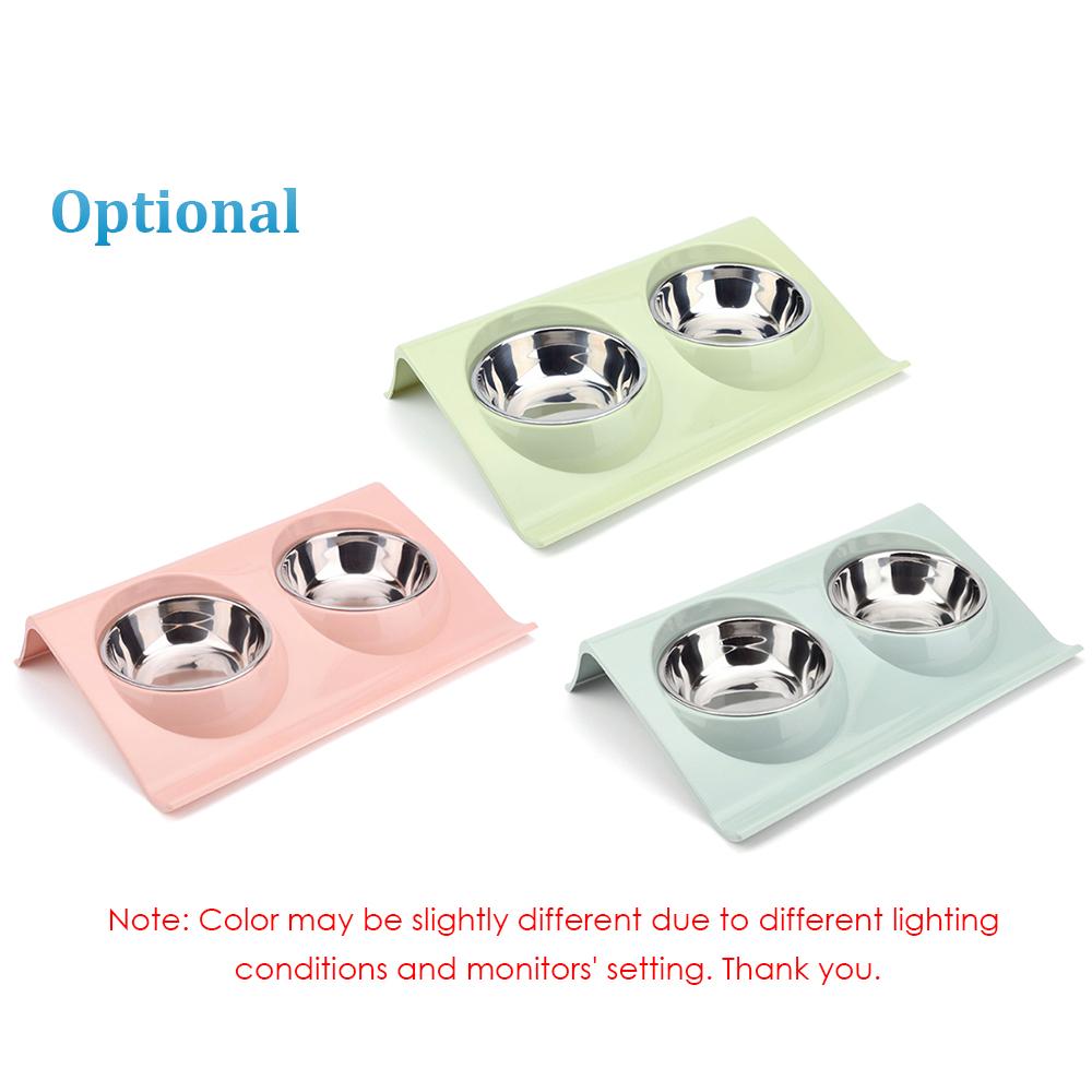 Bát Đôi bằng thép không gỉ cho thú cưng với thức ăn không tràn đáy và khay nạp nước