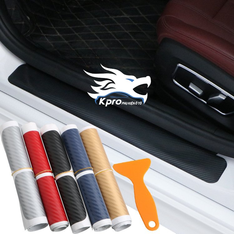 Decal vân carbon chống trầy bậc cửa ô tô, xe hơi - Hàng Kpro chất lượng cao