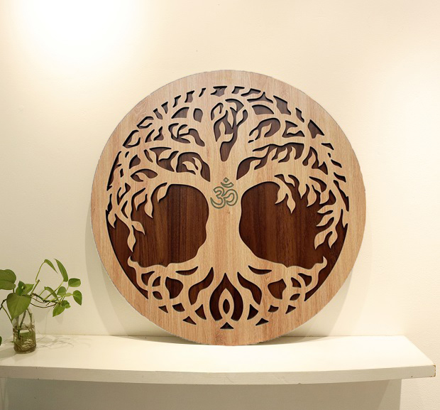 Tranh gỗ decor gỗ bồ đề tỉnh thức treo tường trang trí phòng thiền phòng tập yoga
