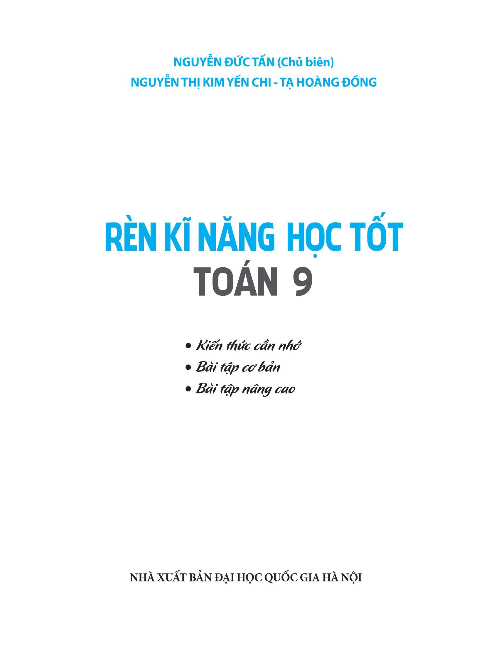 Rèn Kĩ Năng Học Tốt Toán 9 (Tái Bản)