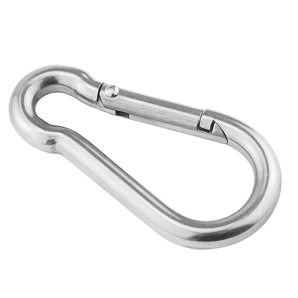 5Pcs 304 Stainless Steel Spring Snap Carabiner Quickdraw Keychain 5mm X 50mm