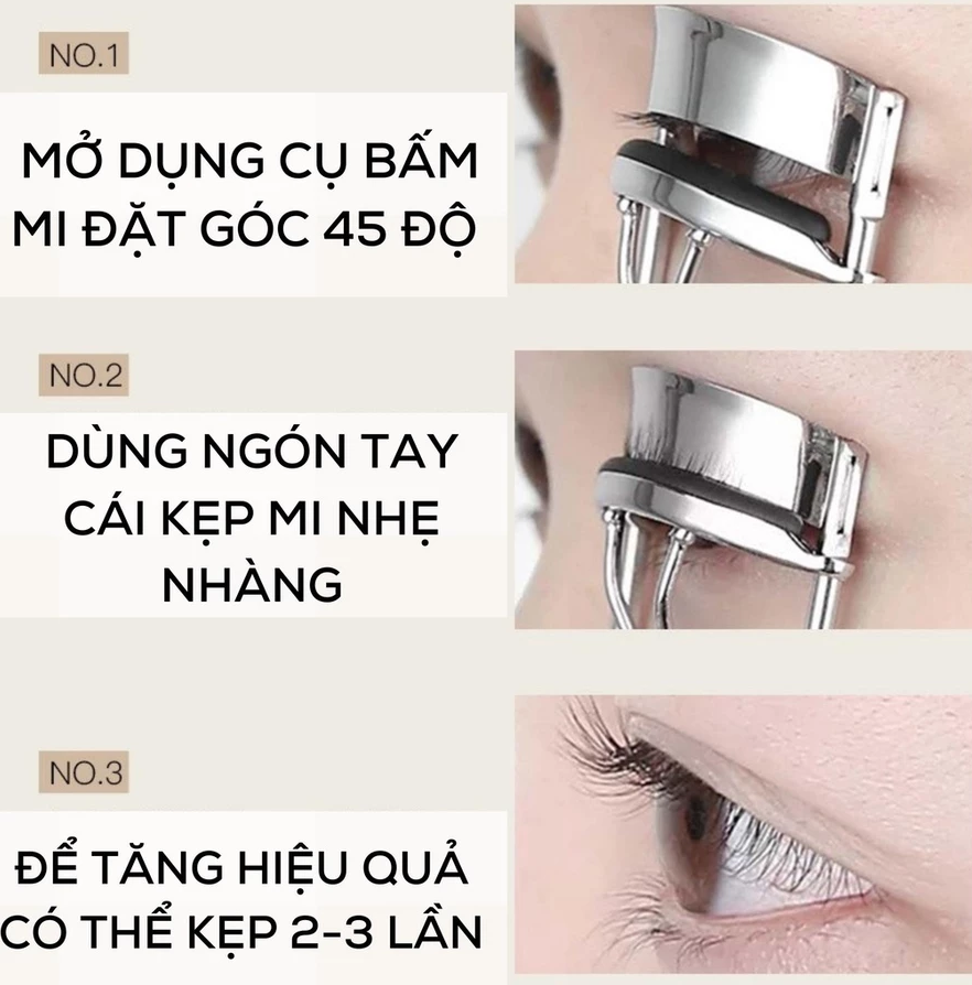 Dụng Cụ Bấm Mi INOX Cho Hàng Mi Cong Dài Lâu Cán Đen, Kẹp Cao Cấp Nhỏ Gọn Tiện Dụng