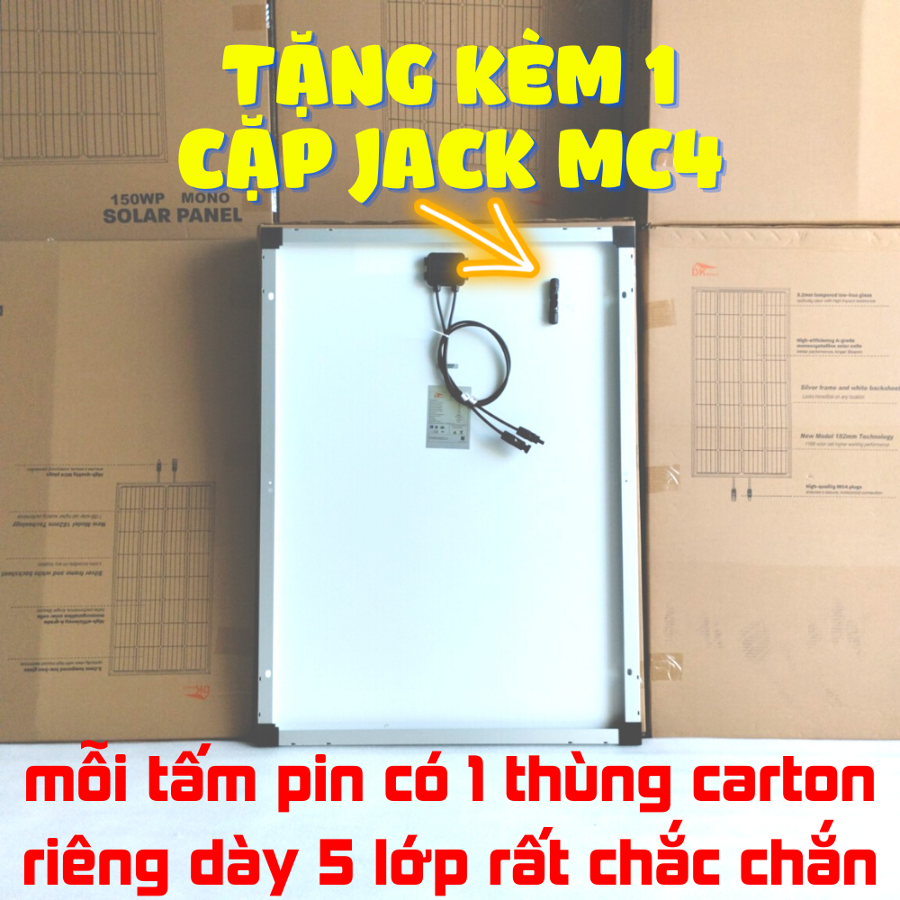 [CÔNG NGHỆ MỚI 150W 18V 11BB] Tấm pin năng lượng mặt trời 150W mono HIỆU SUẤT CAO NHẤT tặng jack MC4