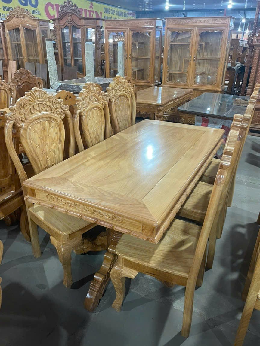 Bộ bàn ăn 6 ghế gỗ gõ đỏ cao cấp 100%