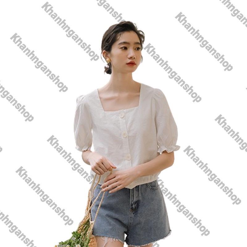 Áo croptop áo kiểu cổ vuông nữ