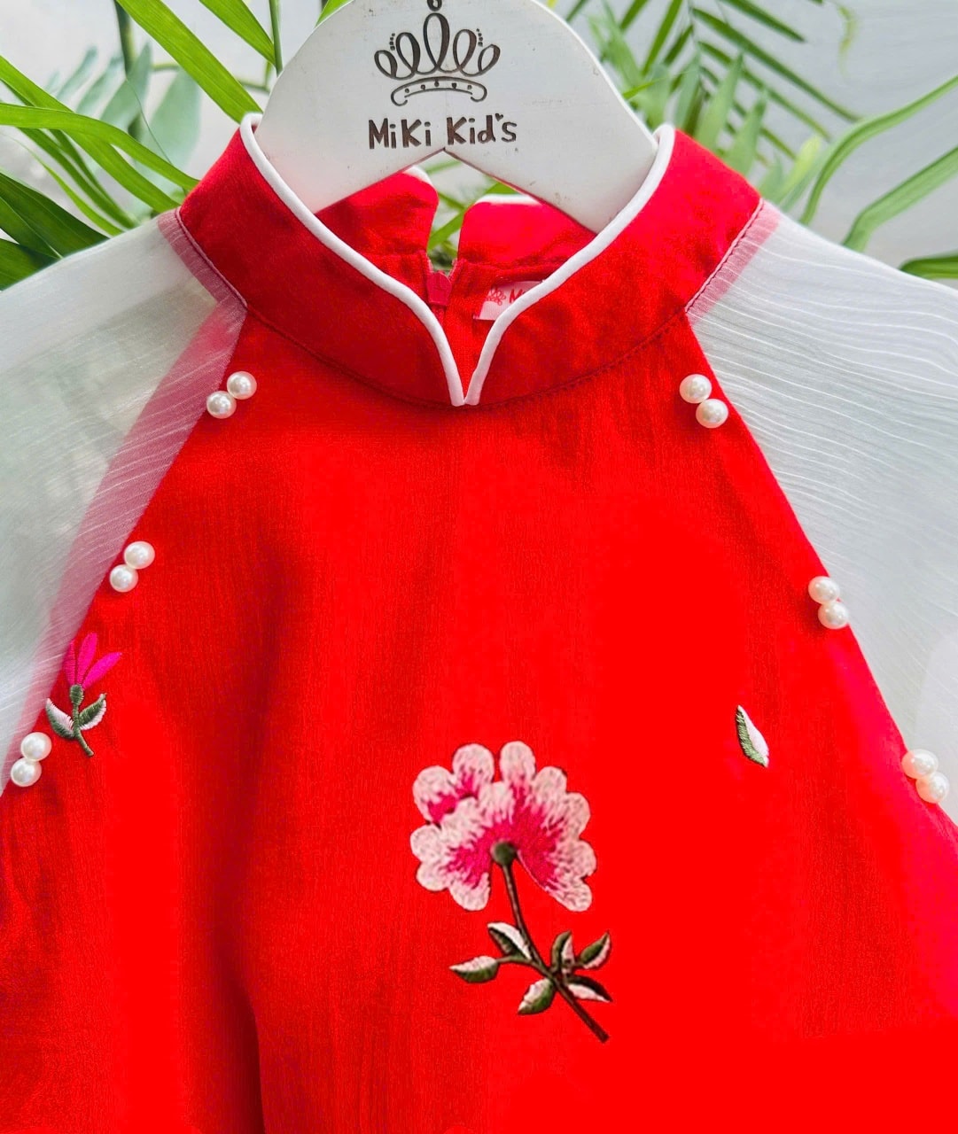 Áo dài cho bé gái mẫu Hoa mùa xuân xinh xắn diện lễ tết noel giáng sinh năm mới từ 12-44kg hàng thiết kế cao cấp