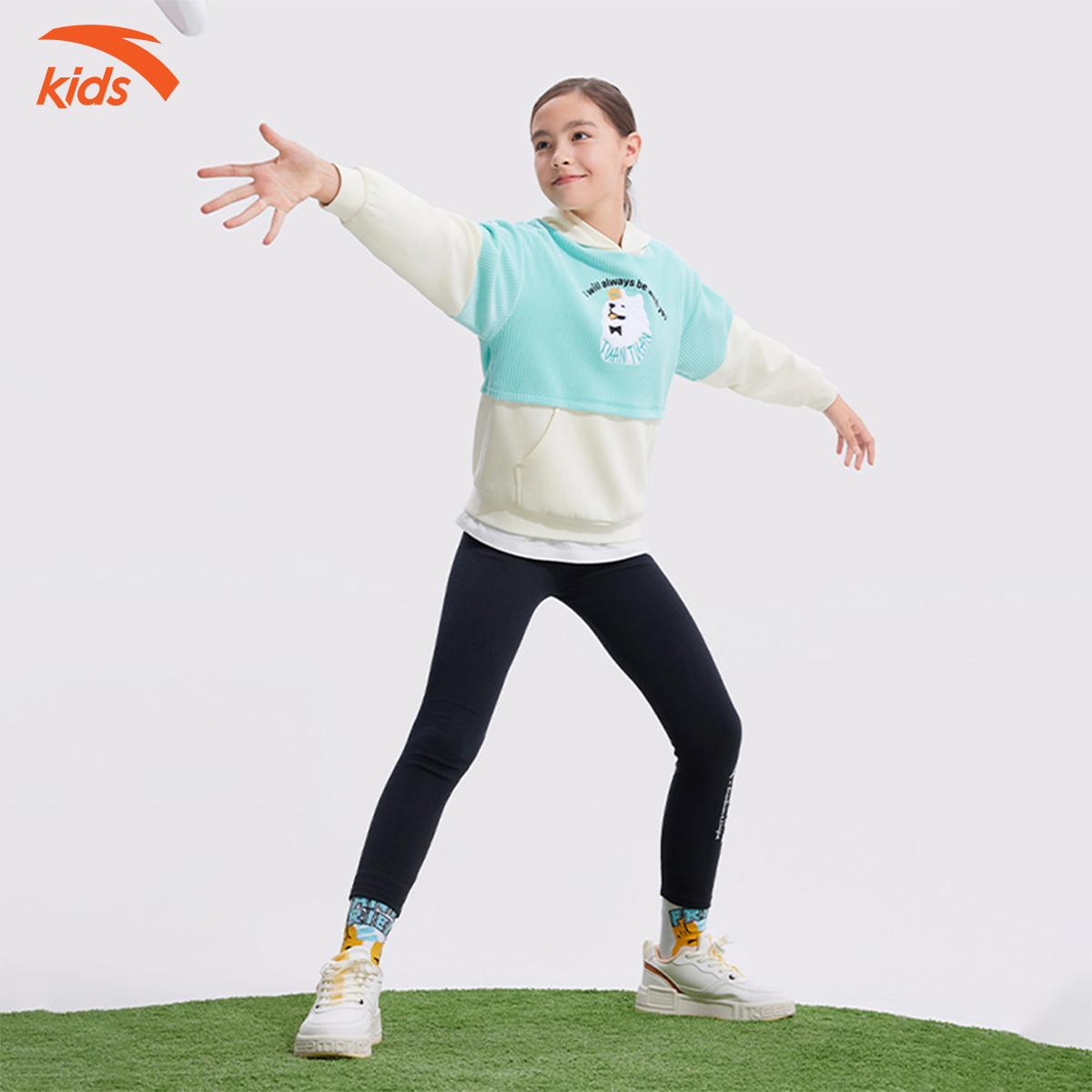 Áo nỉ bé gái Anta Kids kiểu dáng hoodie, chất liệu cao cấp 362248723