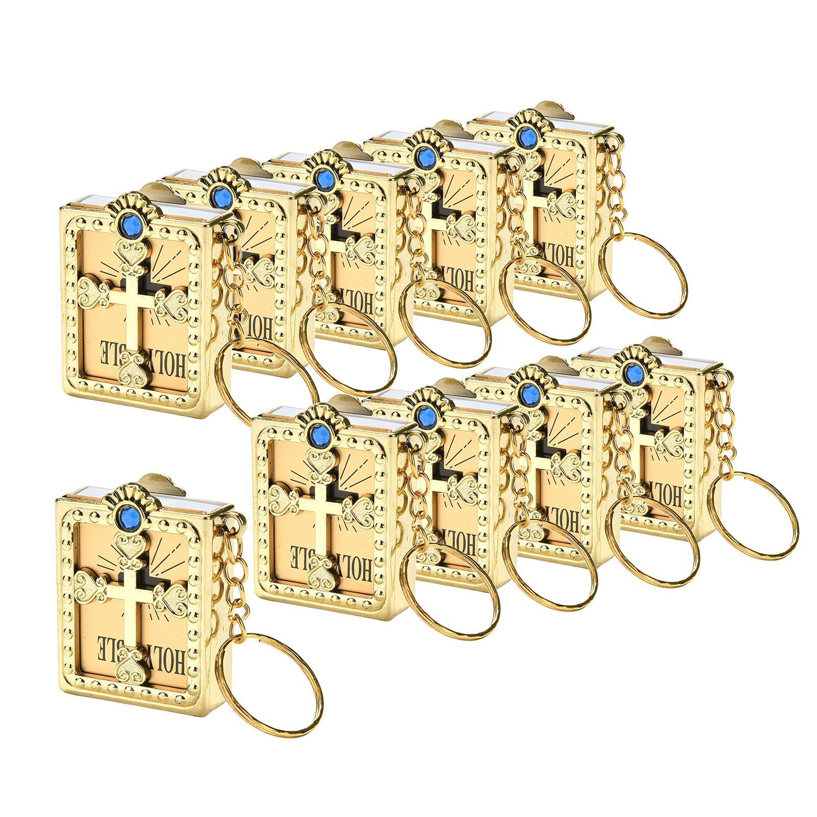 Mini Holy Bible Miniature Pendant Keyring Key Chain Keychain Novelty Golden