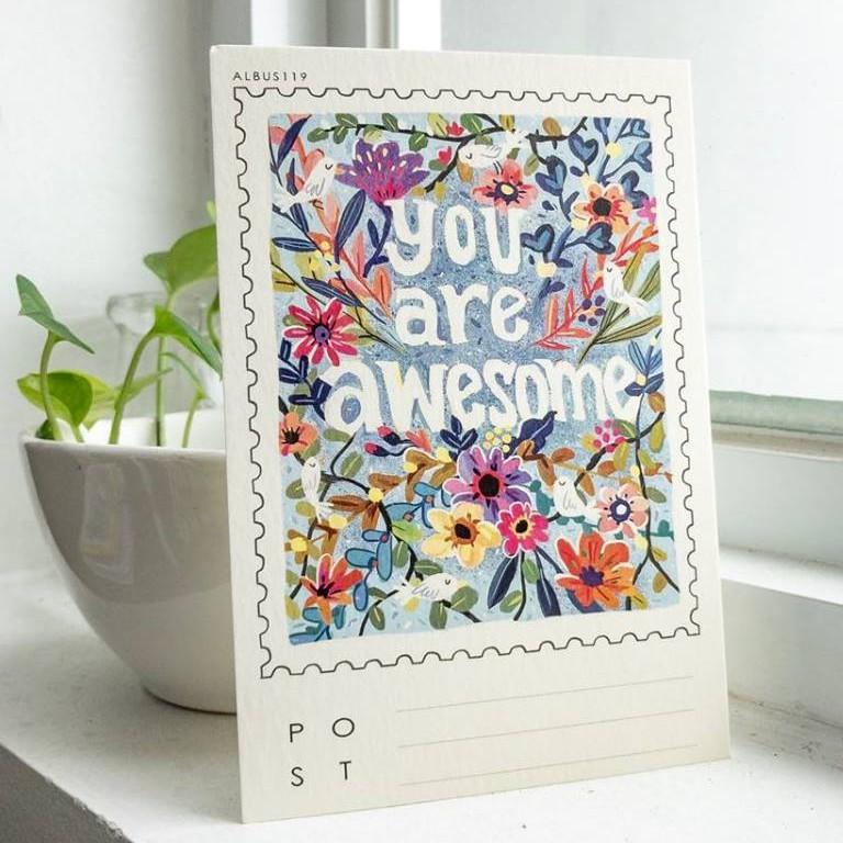 Postcard &quot;You Are Awesome&quot; giấy dày  bưu thiếp | thiệp l Zip A1