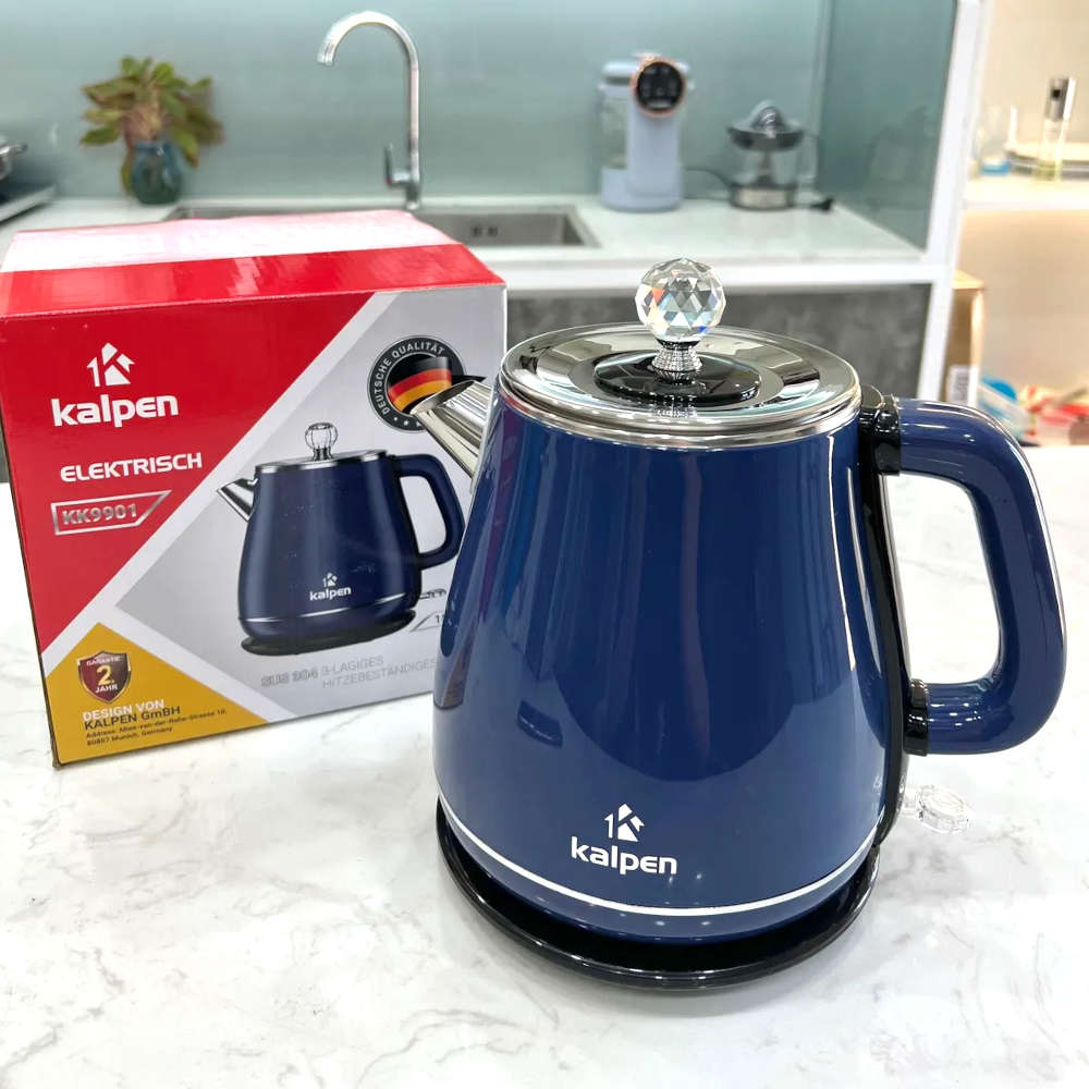 Ấm đun nước siêu tốc Kalpen KK9901 dung tích 1.8 lít, công suất 1500W, chất liệu inox 304 - BHàng chính hãng