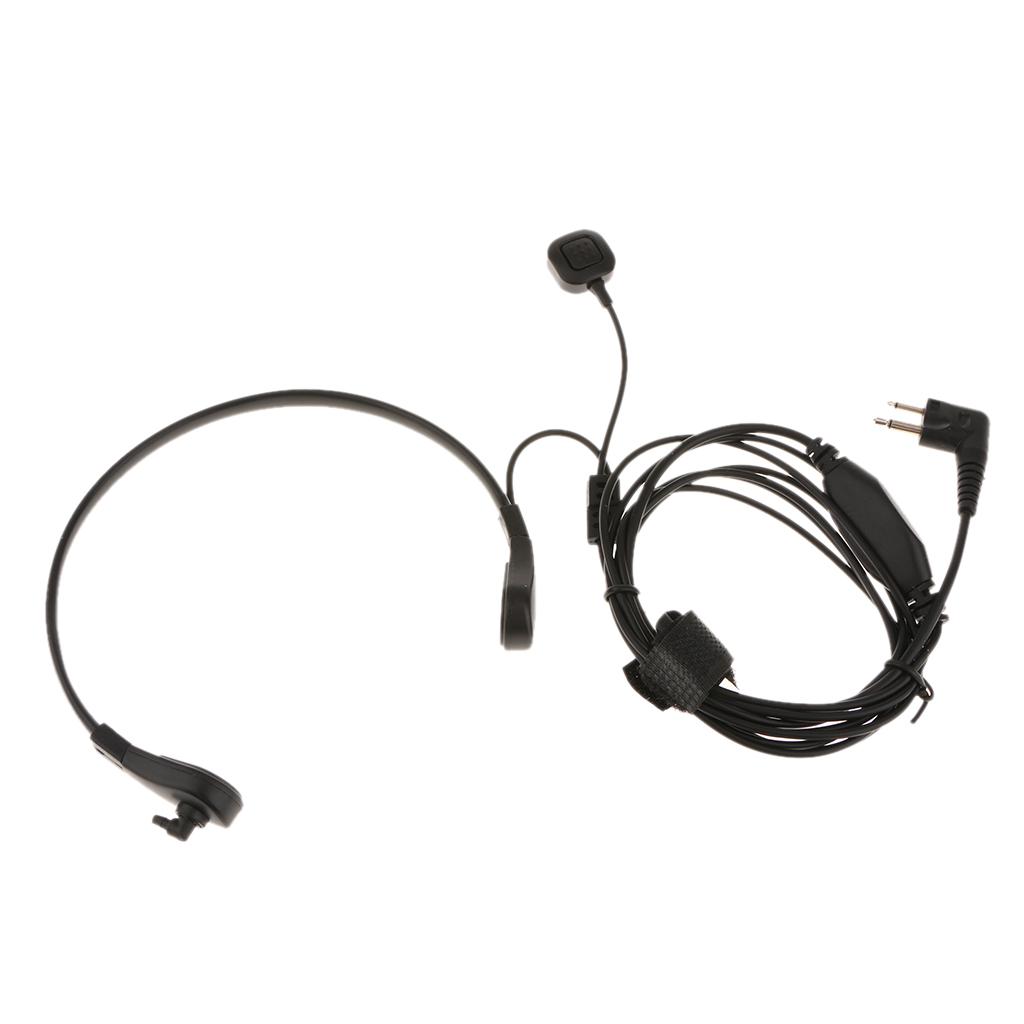 Throat Mic Covert Acoustic Tube Earpiece Headset With Finger Ptt Compatible For 2 Pin Two Way Radio Walkie Talkie Motorola P88, Cp040. Cp100, Cp110, Cp125, Cp150, Cp200, Cp250, Cp300