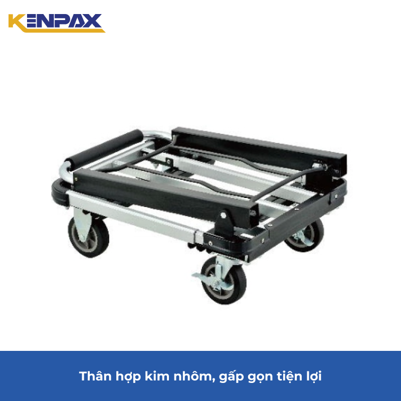 Xe Đẩy Hàng, Xe Kéo Hàng Gấp Gọn 4 Bánh Kenpax Sàn Thép Cao Cấp Chịu Trọng Tải Lên Tới 350kg