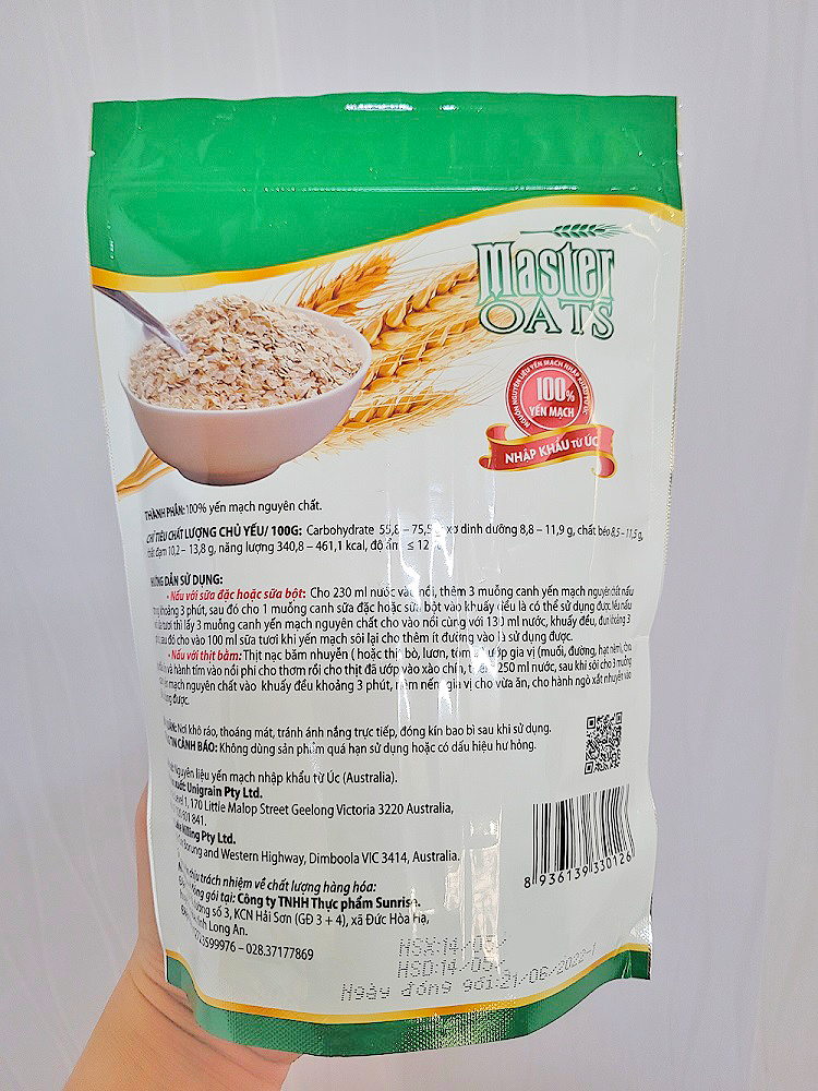 Yến mạch Úc nguyên chất Master gói 400g